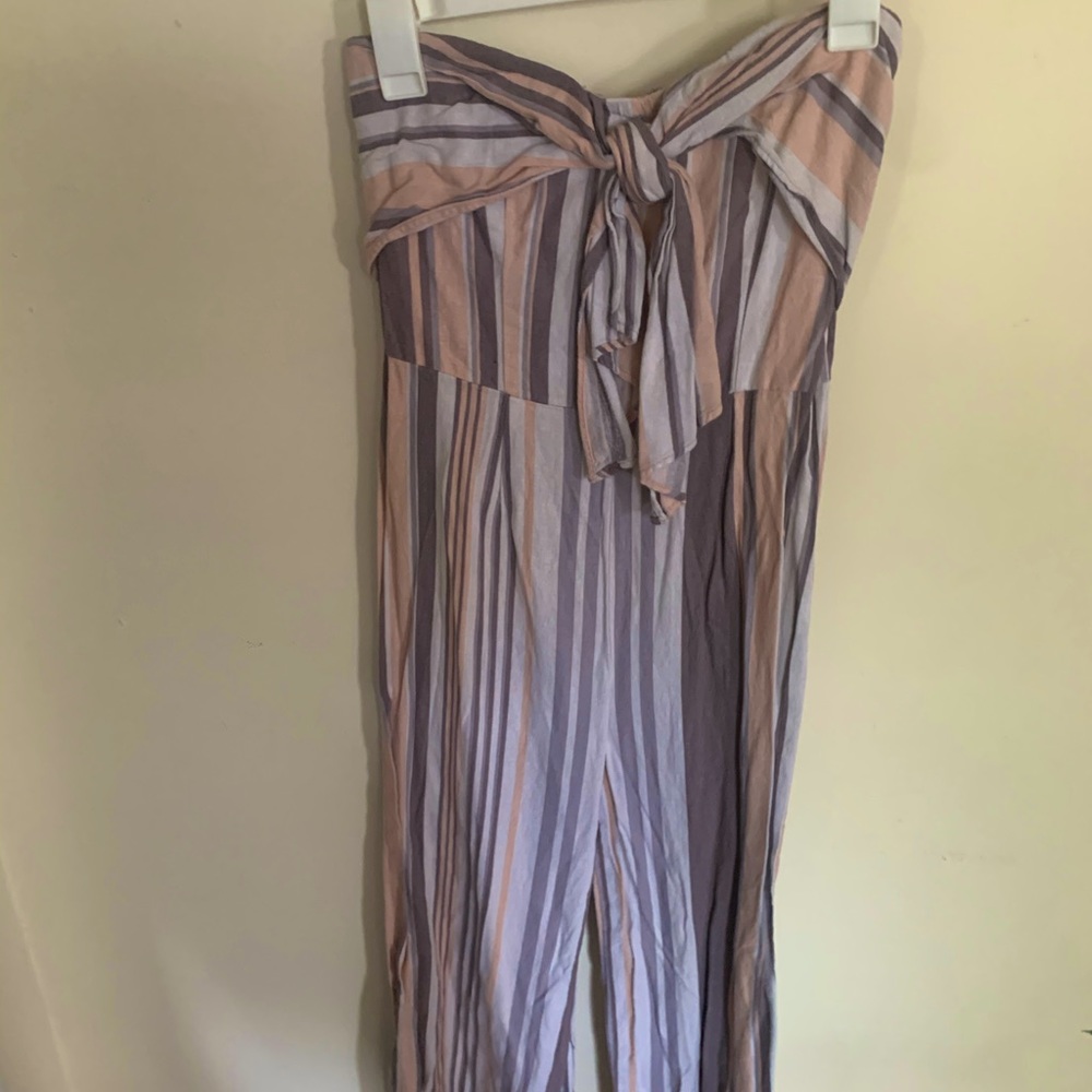 Juniors Striped Pink Strapless Jumper